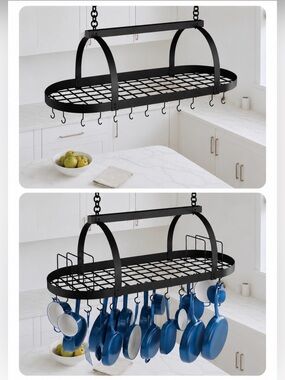 Ceiling Pot Rack with Lid Organizer 48’ Inch Large